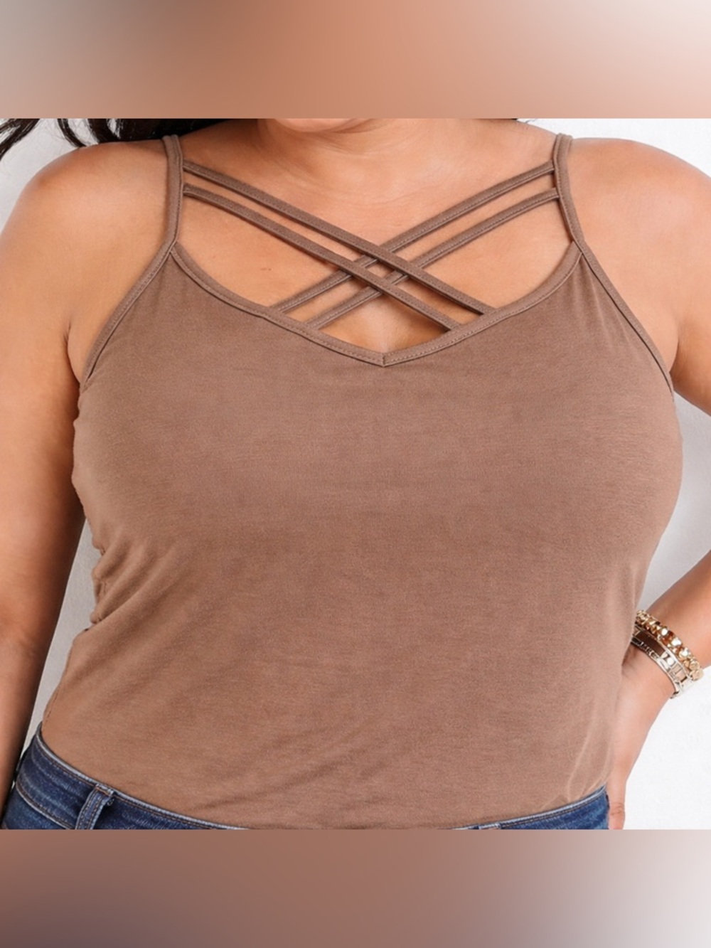 Maurices NWT Multi Strap Tan Tank Top